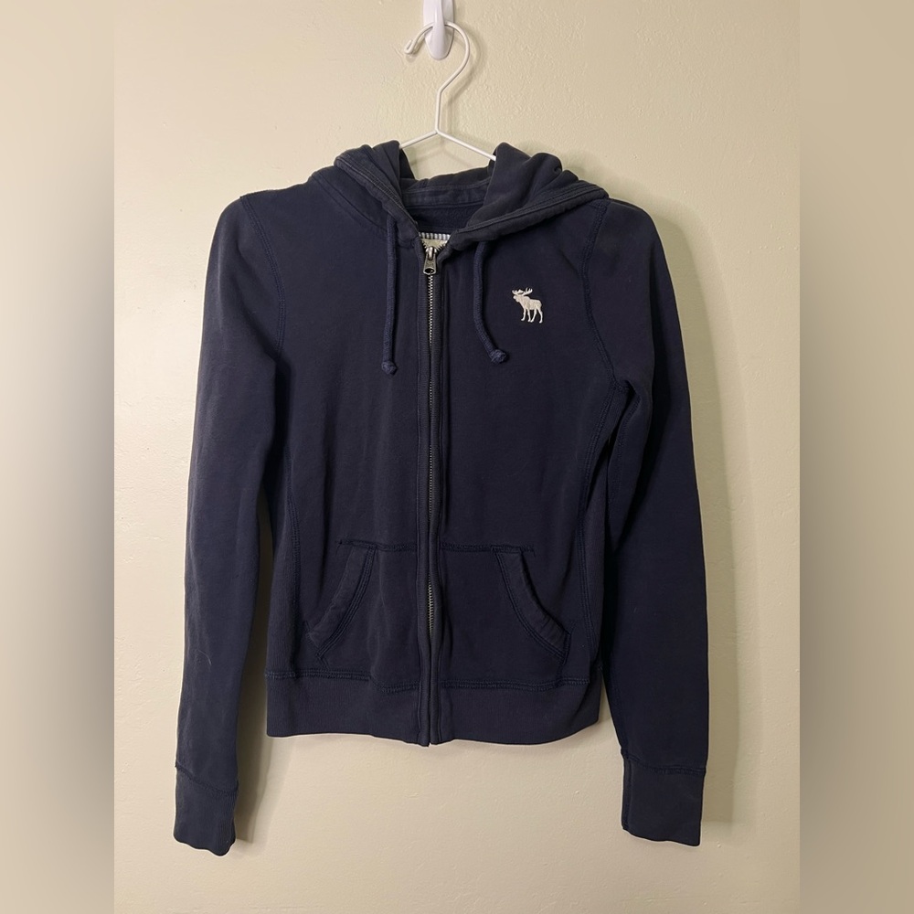 Abercrombie & Fitch Vintage Y2k Dark Blue‎ Hoodie with Embroidered Logo